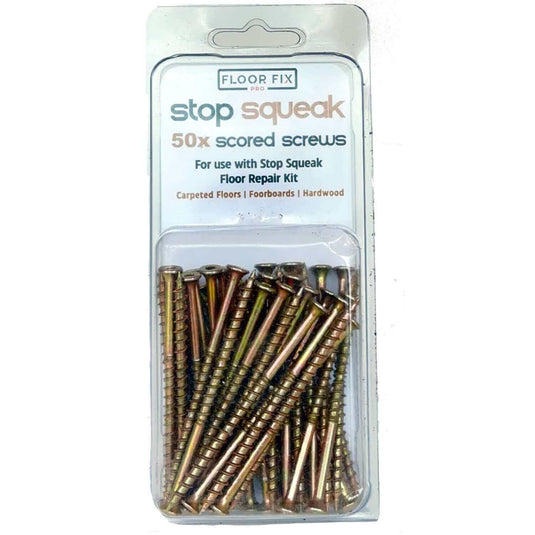 A 50 pack of extra screws for the Stop Squeak product, perfect for fixing any squeaky hinges or hardware around the home